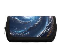 HETVBNS Cosmic Galaxy - Astuccio extra large, a doppio strato, con cerniera, borsa portatile per cosmetici, per viaggi, cancelleria da ufficio, per donne e uomini