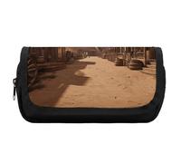 HETVBNS Cowboy Town - Astuccio extra large, a doppio strato, con cerniera, astuccio portatile per cosmetici, per viaggi, cancelleria da ufficio, per donne e uomini