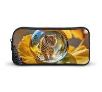 HETVBNS Crystal Tiger, astuccio con cerniera di grande capacità, organizer per matite resistente, piccola borsa per cosmetici portatile per ufficio, viaggi