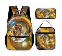 HETVBNS Crystal Tiger - Set di 3 zaini, resistenti e isolati, per il pranzo, per uomini e donne