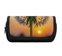 HETVBNS Dandelions at Sunset - Astuccio extra large, a doppio strato, con cerniera, borsa portatile per cosmetici, per viaggi, cancelleria da ufficio, per donne e uomini