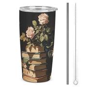 HETVBNS Dark Academy - Bicchiere da caffè isolato sottovuoto, con cannuccia e coperchio, da 590 ml, a tenuta stagna, per auto