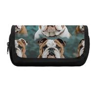 HETVBNS Divertente astuccio per matite con bulldog inglese, extra large, doppio strato, con cerniera, borsa portatile per cosmetici, per viaggi, cancelleria da ufficio, per donne e uomini
