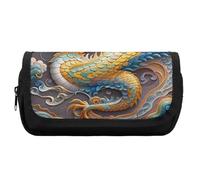 HETVBNS Dragon Art - Astuccio extra large, a doppio strato, con cerniera, borsa portatile per cosmetici, per viaggi, cancelleria da ufficio, per donne e uomini