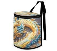 HETVBNS Dragon Art - Pattumiera per auto con coperchio, a prova di perdite, da appendere, impermeabile, per veicoli, camper, bagno, ufficio