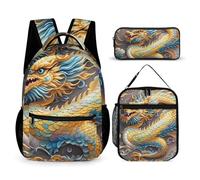 HETVBNS Dragon Art - Set di 3 zaini, resistenti e isolati, per il pranzo, per uomini e donne