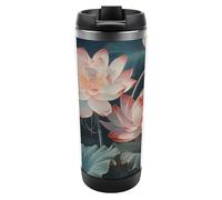 HETVBNS Dragonfly and Flower - Bicchiere in acciaio inox con coperchio, tazza da caffè portatile a prova di perdite, tazza da viaggio per bevande calde/fredde, palestra e ufficio