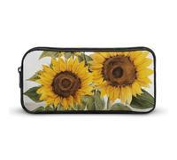HETVBNS Elegante astuccio estivo con girasoli, grande capacità, con cerniera, organizer resistente, piccola borsa per cosmetici portatile per ufficio, viaggi