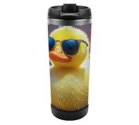 HETVBNS Ellow Ducky With Sunglasses - Bicchiere da viaggio in acciaio inox da 340 ml, con coperchio, portatile, a prova di perdite, isolante, per bevande calde/fredde, palestra e ufficio