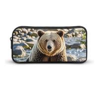HETVBNS Encounter - Astuccio portamatite con orsetto animale, grande capacità, con cerniera, organizer resistente, piccola borsa per cosmetici portatile per ufficio, viaggi
