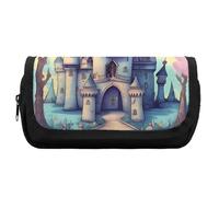 HETVBNS Fairytale Castle - Astuccio extra large, a doppio strato, con cerniera, borsa portatile per cosmetici, per viaggi, cancelleria da ufficio, per donne e uomini