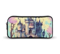 HETVBNS Fairytale Castle - Astuccio portamatite grande capacità con cerniera, organizer per matite resistente, piccola borsa per cosmetici portatile per ufficio, viaggi