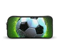 HETVBNS Fantastico astuccio con cerniera a forma di pallone da calcio, grande capacità, organizer per matite resistente, piccola borsa per cosmetici portatile per ufficio, viaggi
