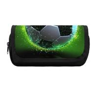 HETVBNS Fantastico astuccio per matite a forma di pallone da calcio, extra large, a doppio strato, con cerniera, portatile, per viaggi, cancelleria da ufficio, per donne e uomini