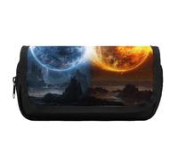 HETVBNS Fire and Water Planets - Astuccio extra large, a doppio strato, con cerniera, astuccio portatile per cosmetici, per viaggi, cancelleria da ufficio, per donne e uomini
