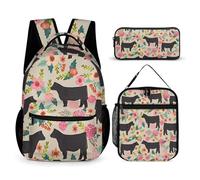 HETVBNS Flower Show Steer Cows - Set di 3 zaini per bestiame e bestiame, zaino resistente e isolato, astuccio portatile per uomini e donne