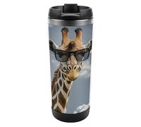HETVBNS Giraffa che indossa occhiali da sole 350 ml in acciaio inox con coperchio, tazza da caffè portatile a prova di perdite, tazza da viaggio isolata per bevande calde/fredde, palestra e ufficio