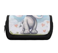 HETVBNS Grazioso astuccio a forma di elefante, extra large, a doppio strato, con cerniera, borsa portatile per cosmetici, per viaggi, cancelleria da ufficio, per donne e uomini