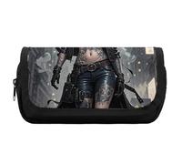 HETVBNS Grazioso astuccio con cowboy tatuato, extra large, a doppio strato, con cerniera, astuccio portatile per cosmetici, per viaggi, cancelleria da ufficio, per donne e uomini