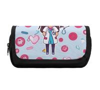 HETVBNS Grazioso astuccio per infermiere, extra large, a doppio strato, con cerniera, portatile, per viaggi, cancelleria da ufficio, per donne e uomini