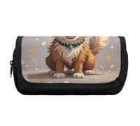 HETVBNS Grazioso astuccio per matite a forma di cane, extra large, a doppio strato, con cerniera, borsa portatile per cosmetici, per viaggi, cancelleria da ufficio, per donne e uomini