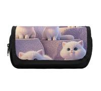 HETVBNS Grazioso e adorabile astuccio a forma di gatto, extra large, a doppio strato, con cerniera, astuccio portatile per cosmetici, per viaggi, cancelleria da ufficio, per donne e uomini