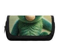 HETVBNS Green Clever - Astuccio extra large, a doppio strato, con cerniera, per cosmetici, viaggi, cancelleria da ufficio, per donne e uomini