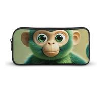 HETVBNS Green Clever Monkey - Astuccio portamatite grande capacità con cerniera, organizer per matite resistente, piccola borsa per cosmetici portatile per ufficio, viaggi