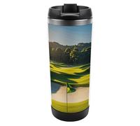 HETVBNS Green Golf Course - Bicchiere in acciaio inox con coperchio, tazza da caffè portatile a prova di perdite, tazza da viaggio per bevande calde/fredde, palestra e ufficio