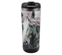 HETVBNS Green Horse - Bicchiere in acciaio inox con coperchio, tazza da caffè portatile a prova di perdite, tazza da viaggio per bevande calde/fredde, palestra e ufficio