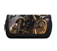 HETVBNS Guan Yu Rides A - Astuccio per matite da moto, extra large, a doppio strato, con cerniera, portatile, per viaggi, cancelleria da ufficio, per donne e uomini