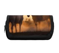 HETVBNS Horses in Love - Astuccio extra large, a doppio strato, con cerniera, astuccio portatile per cosmetici, per viaggi, cancelleria da ufficio, per donne e uomini
