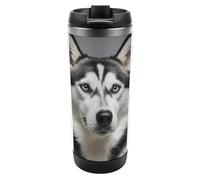 HETVBNS Husky Dog, bicchiere da 350 ml in acciaio inox con coperchio, tazza da caffè portatile a prova di perdite, isolata, tazza da viaggio per bevande calde/fredde, palestra e ufficio