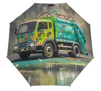 HETVBNS I Love Garbage Trucks Ombrello pieghevole a 3 pieghe con apertura e chiusura automatica, protezione UV, impermeabile, per uomini e donne, leggero e portatile