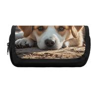 HETVBNS Lazy Dog - Astuccio extra large, a doppio strato, con cerniera, per cosmetici, viaggi, cancelleria da ufficio, per donne e uomini