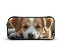 HETVBNS Lazy Dog Puppy - Astuccio con cerniera, grande capacità, organizer per matite, portatile, per ufficio, viaggi