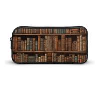 HETVBNS Library Bookshelf Book Pencil Case Large Capacity Zipper Pouch, Durable Pencil Box Organizer, Portable Small Cosmetic Bag for Office Travel