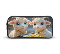 HETVBNS Little Lamb Brings Wealth - Astuccio portamatite di grande capacità, con cerniera, organizer resistente, piccola borsa per cosmetici portatile per ufficio, viaggi