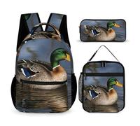 HETVBNS Mallard Duck - Set di 3 zaini, resistenti, isolati, per il pranzo, per uomini e donne