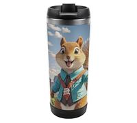 HETVBNS New York e scoiattolo 340 ml in acciaio inox con coperchio, tazza da caffè portatile a prova di perdite, tazza da viaggio isolata per bevande calde/fredde, palestra e ufficio