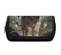 HETVBNS Nine Lions - Astuccio extra large, a doppio strato, con cerniera, astuccio portatile per cosmetici, per viaggi, cancelleria da ufficio, per donne e uomini