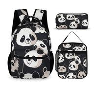 HETVBNS Panda Star - Set di 3 zaini, zaino resistente e isolato, astuccio portatile per uomini e donne