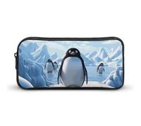 HETVBNS Penguin Antarctica Ice Pencil Case Grande Capacità Cerniera Custodia, Portamatite Durevole, Piccola Borsa Cosmetica Portatile per Ufficio, Viaggi