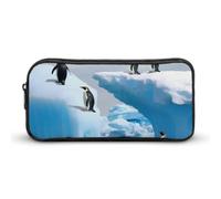 HETVBNS Penguins On The Iceberg, astuccio con cerniera di grande capacità, organizer per matite resistente, piccola borsa per cosmetici portatile per ufficio, viaggi