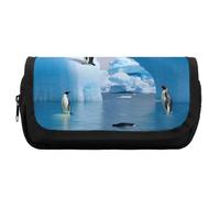 HETVBNS Penguins On The Iceberg - Astuccio extra large, a doppio strato, con cerniera, astuccio portatile per cosmetici, per viaggi, cancelleria da ufficio, per donne e uomini