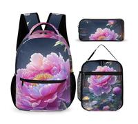 HETVBNS Peony - Set di 3 zaini, resistenti, isolati, per il pranzo, per uomini e donne