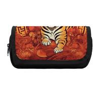 HETVBNS Prosperity in The Year of The Tiger - Astuccio extra large, a doppio strato, con cerniera, astuccio portatile per cosmetici, per viaggi, cancelleria da ufficio, per donne e uomini