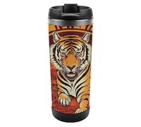 HETVBNS Prosperity in the Year of The Tiger - Bicchiere da viaggio in acciaio inox con coperchio, portatile, a prova di perdite, per bevande calde/fredde, palestra e ufficio