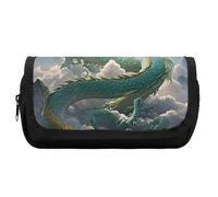 HETVBNS Qinglong, astuccio extra large, a doppio strato, con cerniera, astuccio portatile per cosmetici, per viaggi, cancelleria da ufficio, per donne e uomini