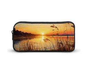 HETVBNS Reeds by The River, astuccio con cerniera di grande capacità, organizer per matite resistente, piccola borsa per cosmetici portatile per ufficio, viaggi